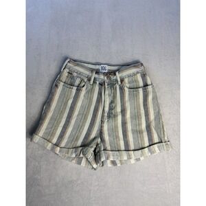 BDG Womens Shorts Size 27 Mom High-Rise Denim Striped Rolled Hem 100% Cotton